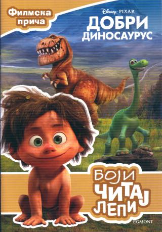 dobri dinosaurus boji, čitaj, lepi 