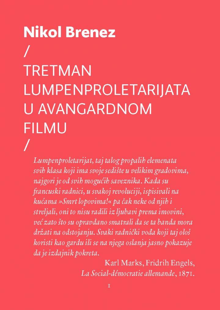 tretman lumpenproletarijata u avangardnom filmu 