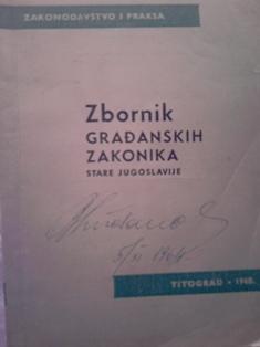 zbornik građanskih zakonika stare jugoslavije  