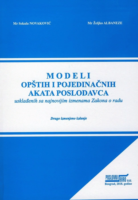 modeli opštih i pojedinačnih akata poslodavca 